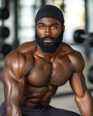 Fototapeta premium Fitness Trainer Demonstrating Dumbbell Workout Pose