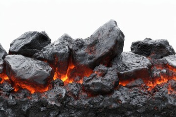 Glowing lava rocks, fiery, dark, intense.