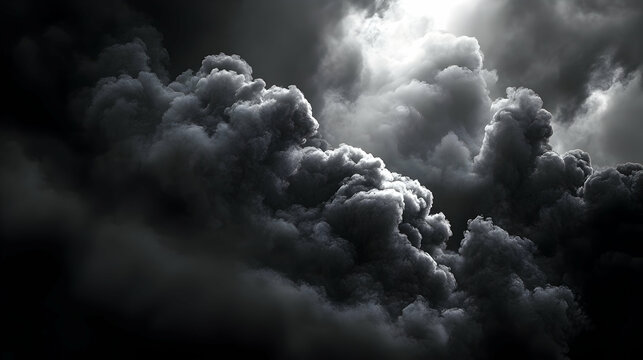 Dark and Stormy Clouds Gather in the Sky, a Dramatic Black and White Photograph of the Eerie Nature