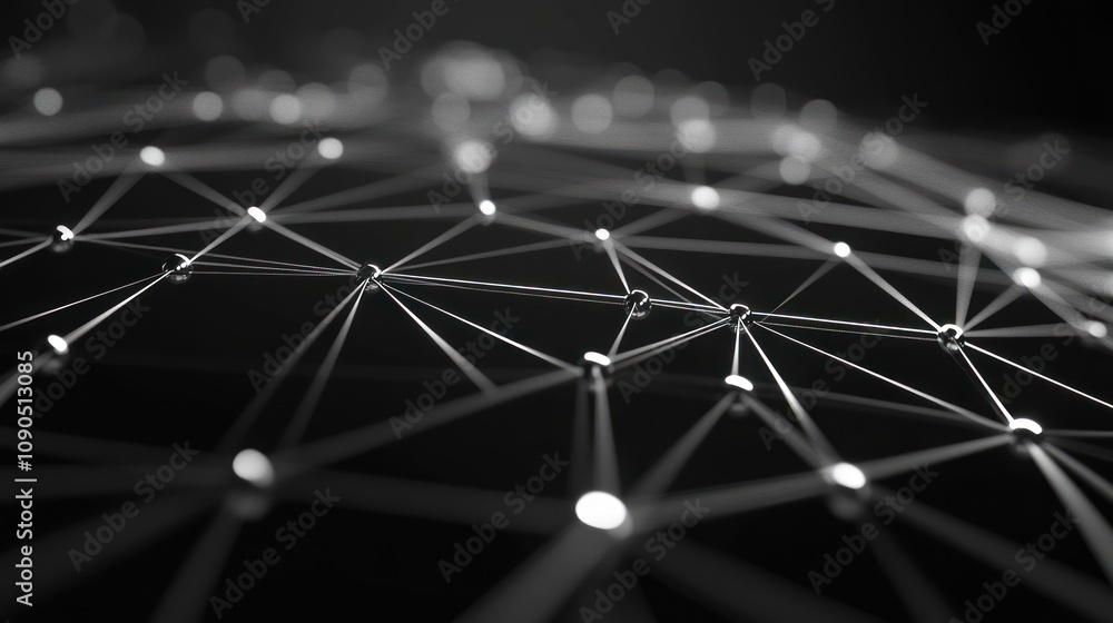 Aufkleber Abstract representation of interconnected nodes and lines, symbolizing networks and data flow.