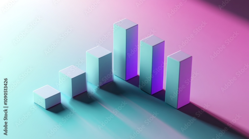 Poster a 3d illustration of ascending bars representing growth or data analysis.