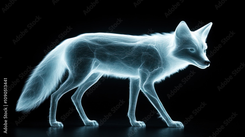 Aufkleber An ethereal, glowing outline of a fox, showcasing its skeletal structure and movement.