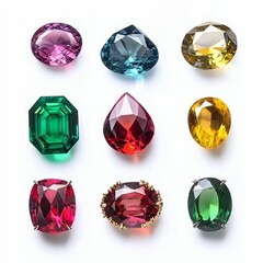 Fototapeta premium Nine colorful gemstones, various cuts.
