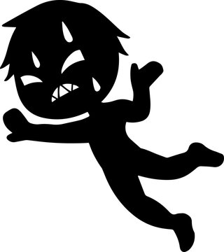 recommend clip art: 慌てて逃げる黒い悪人イメージの素材