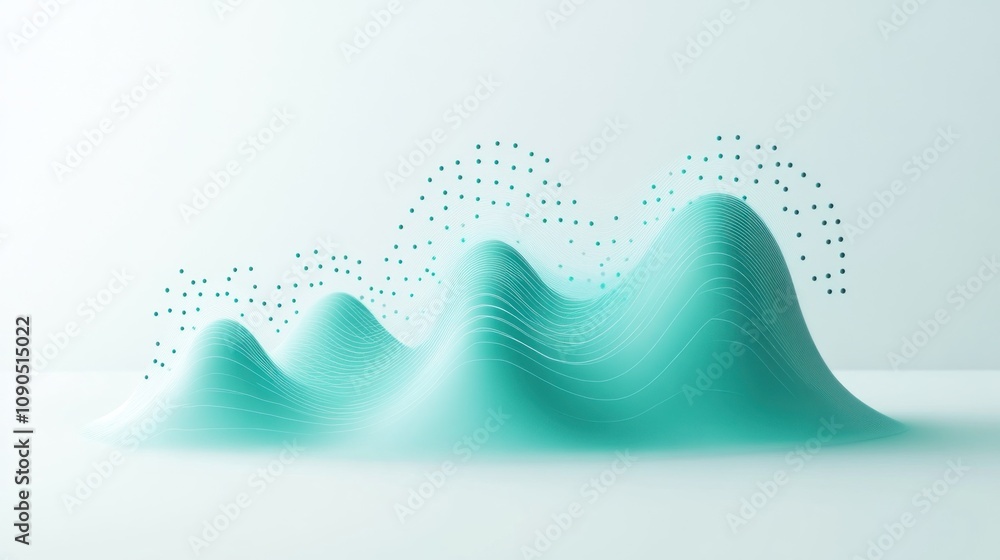 Fototapete Abstract representation of waves with a smooth gradient and dotted patterns.