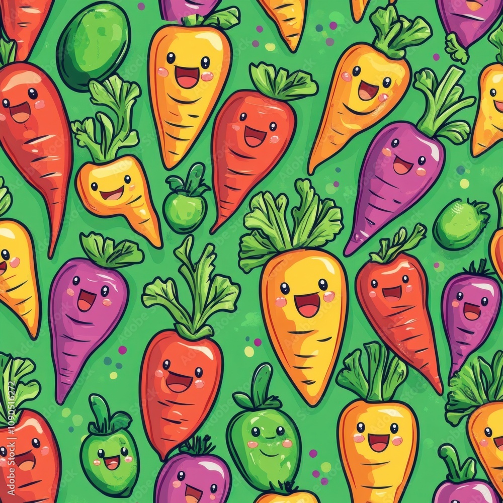Poster illustration background drawing is designed in a cute style. it is a picture of carrots that are col