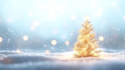 Glowing Christmas tree mad from golden light