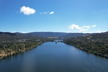 Fototapeta premium Aerial photo of Eildon Pondage in Eildon Victoria Australia