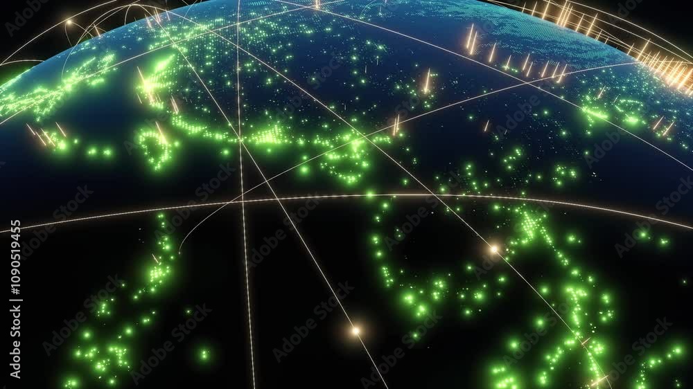 Poster earth globe digital concept background. growing network over the earth. location point marker of shi