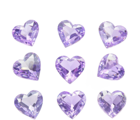 heart shaped of purple crystal diamond gems