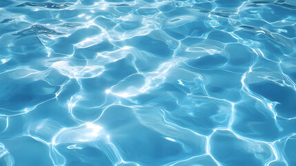 Abstract Water Texture with Ripples and Reflections Creating a Shimmering Blue Pattern