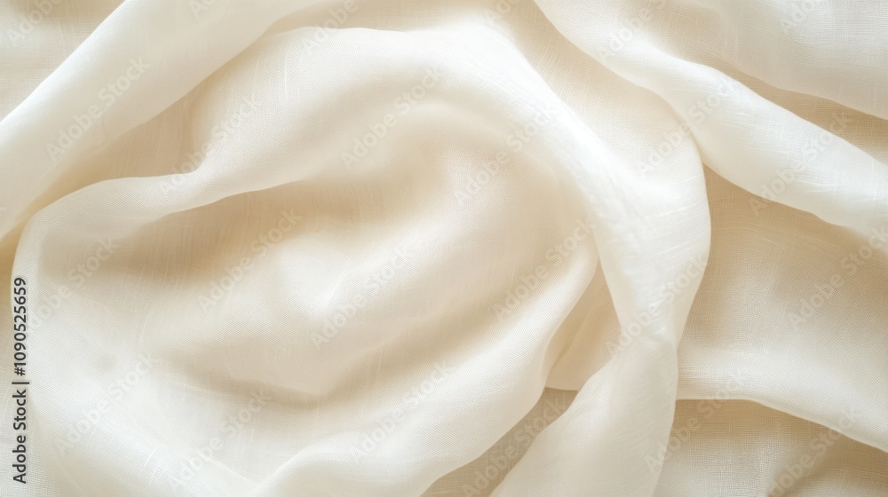 Poster a close-up view of soft, flowing white fabric, showcasing its texture and drape.
