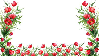 Fototapeta premium Green Vine Isolated on Transparent Background with Eucalyptus Leaves and Coral Sunflowers for Invitations