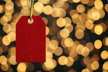 Red Tag with Sparkling Background