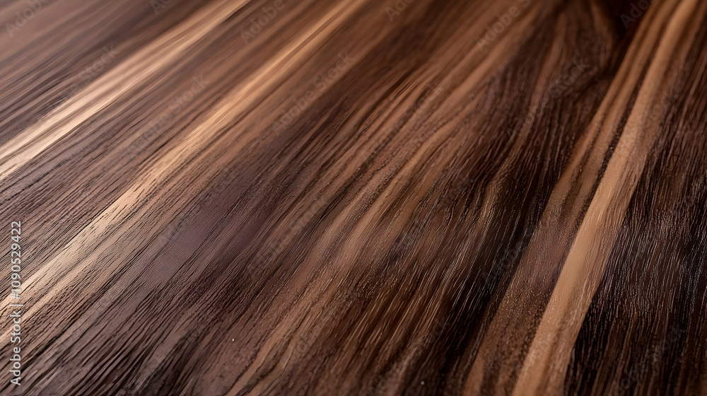 Aufkleber a close-up view of a dark brown wooden surface with parallel grain patterns