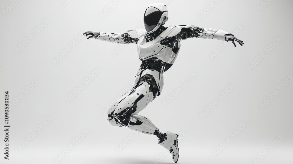 Leinwandbilder a futuristic humanoid robot in a dynamic pose, showcasing advanced design and technology.