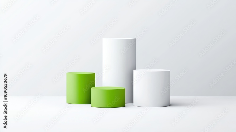 Aufkleber a minimalist display of cylindrical shapes in green and white, suggesting growth or progress.