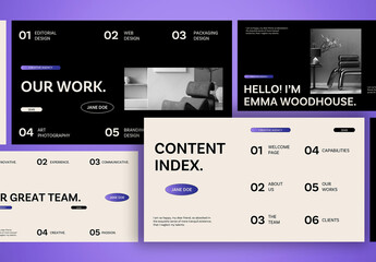 Black Cream Purple Gradient Creative Portfolio Presentation