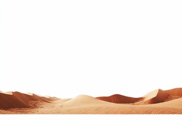 Sand dunes, desert landscape, white background.