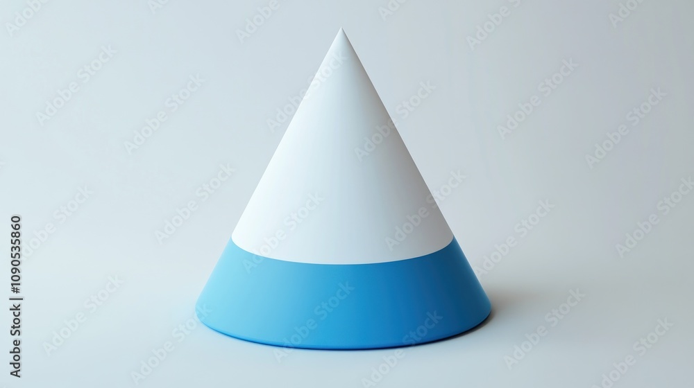 Aufkleber a simple geometric cone shape with a blue base and white top against a light background.