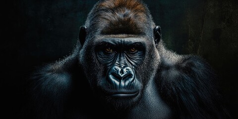 Obraz premium A magnificent male gorilla in its natural habitat showcases the beauty of wildlife. This impressive male gorilla embodies strength and grace while thriving in its natural habitat.