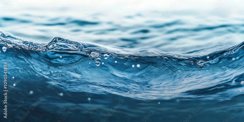Poster rippling blue water creates a serene texture with blurred transparency. captivating reflections and 