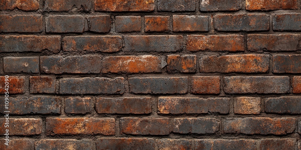 Poster textured dirty brickwork wall ideal for backgrounds, featuring unique patterns in a dirty brickwork 