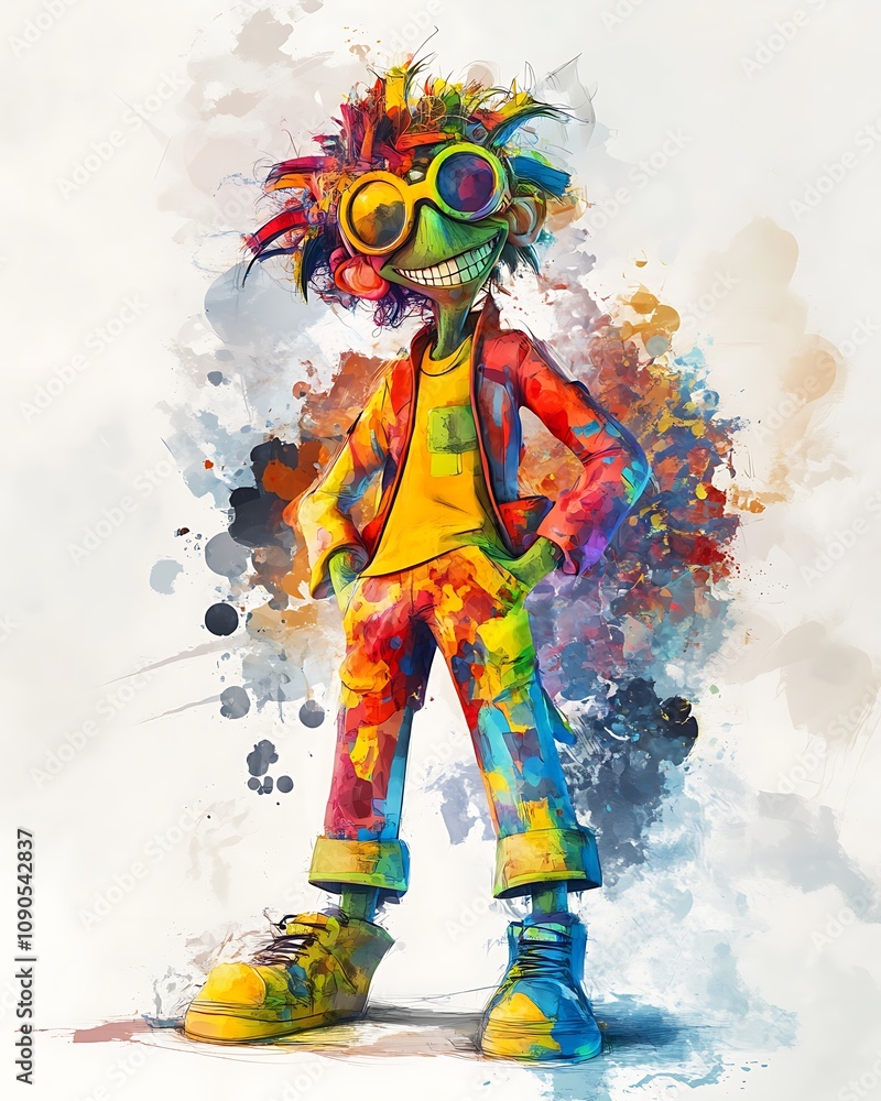 Poster colorful 3d character with playful vibes