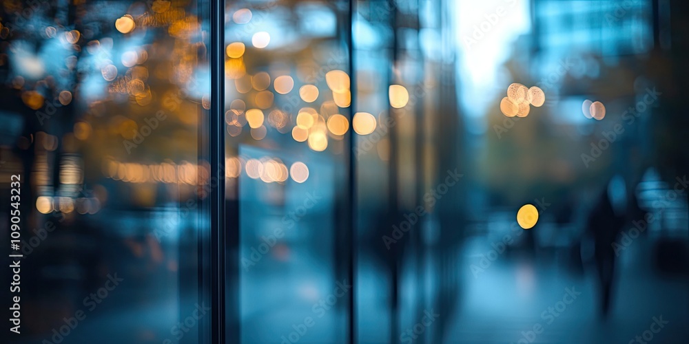 Poster defocused view of a modern building, showcasing architectural details and design elements in a conte