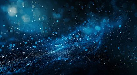 Obraz premium Dynamic Wave of Blue Luminescent Particles