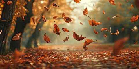 Dry leaves fall gracefully, showcasing the beauty of dry leaves in their gentle descent, creating a natural ambiance that highlights the charm of dry leaves in the environment.