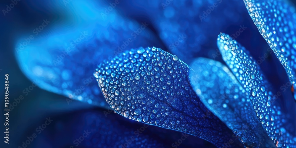 Poster macro textures featuring a blue background highlight intricate details and vibrant hues, creating vi