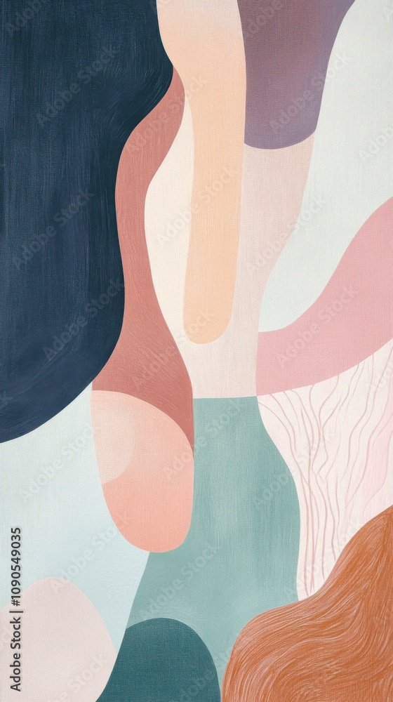Aufkleber abstract geometric shapes in soft pastel colors creating a harmonious and modern design that conveys