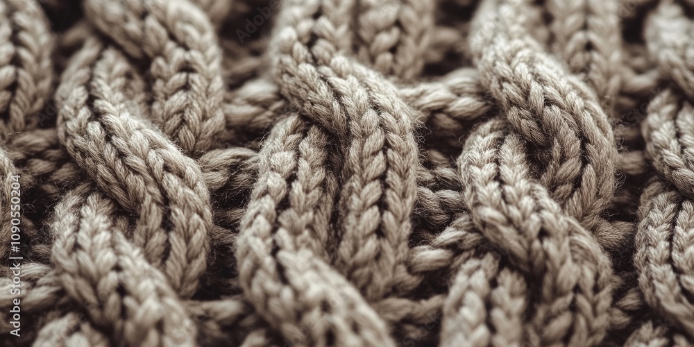 Poster close up of a knitted fabric texture, showcasing the intricate design and patterns of knitted fabric