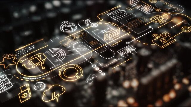 Animated statistical imagery on the background of a computer processor