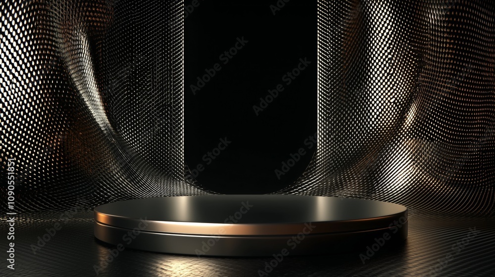Aufkleber stylish 3d podium in an empty space surrounded by abstract textures and shadows, perfect for showcas
