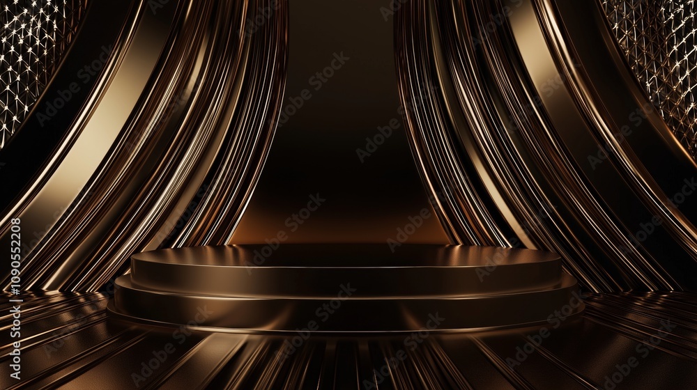 Poster sleek 3d podium surrounded by ample empty space in a modern setting, ideal for hosting events, prese