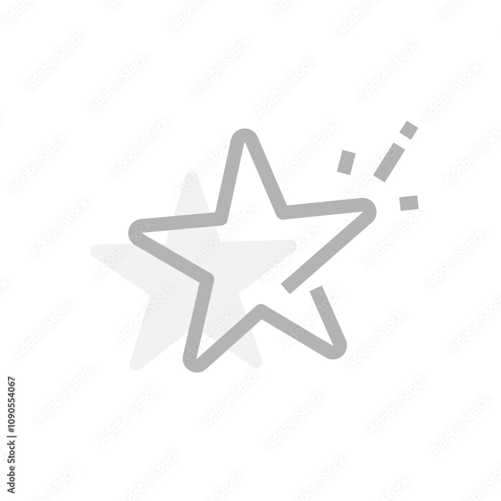 Poster illustration of a star silhouette, empty page or section due to no saved or marked items. for use in