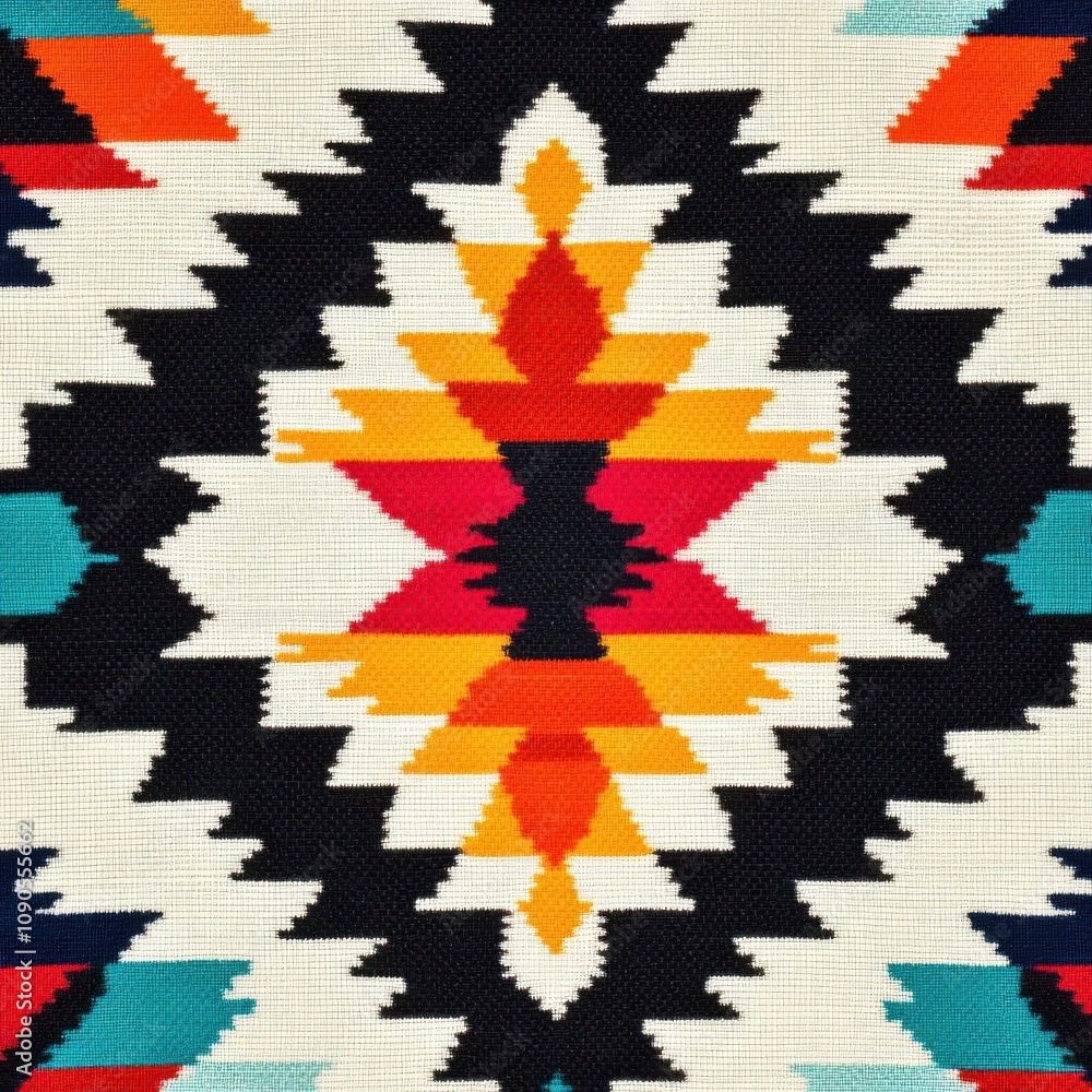 Poster ethnic geometric textile pattern with a boho twist