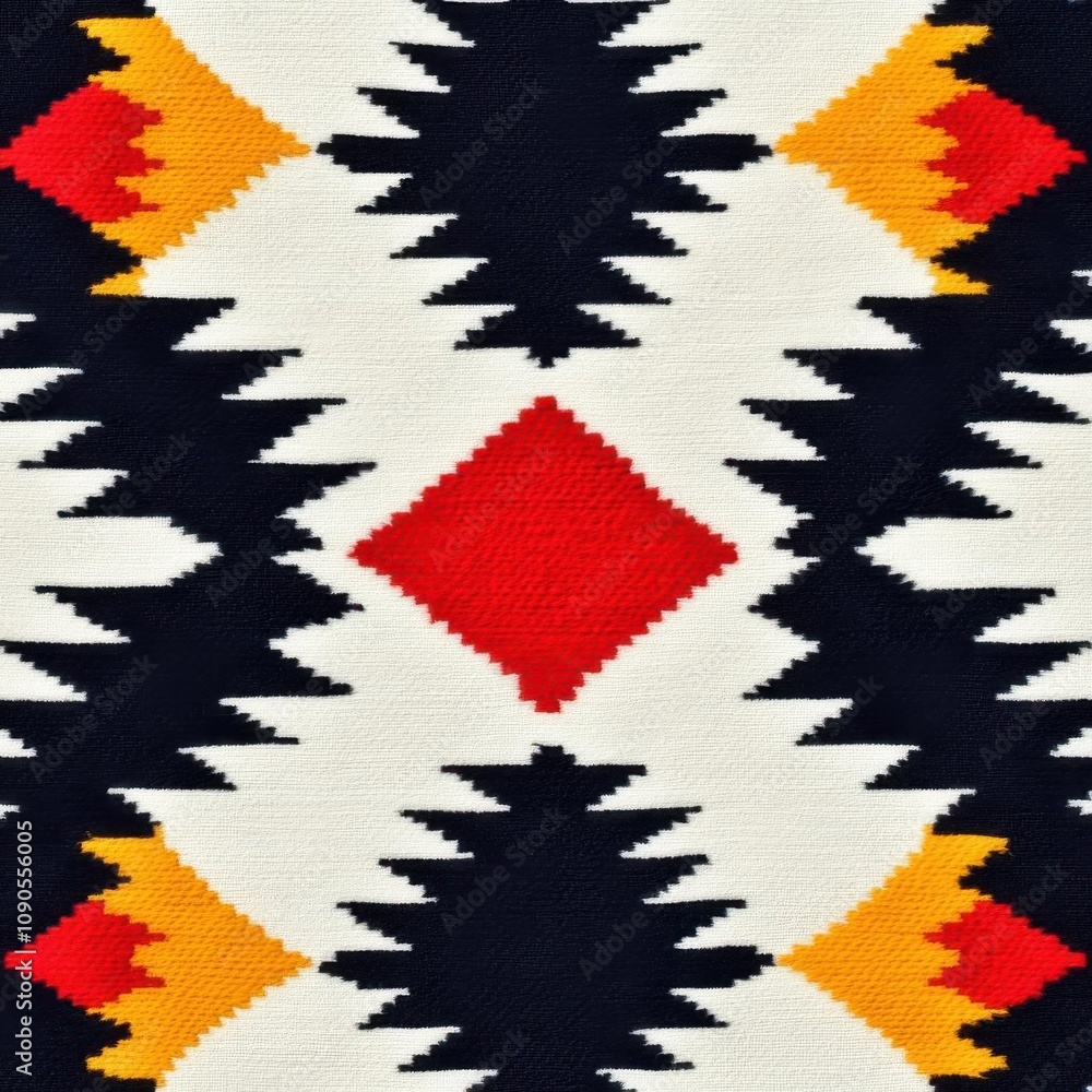 Poster geometric boho fabric pattern with ethnic elements