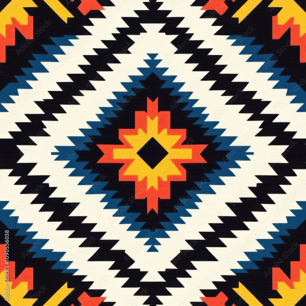 Poster geometric boho fabric pattern with ethnic elements