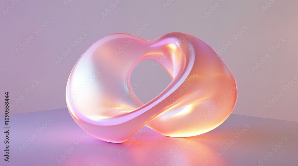 Poster abstract sculpture featuring fluid shapes and soft illumination, showcasing a modern design element 