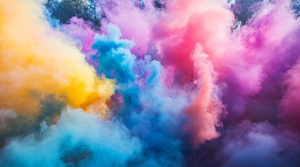 Fototapeta premium A colorful cloud of smoke with a rainbow of colors