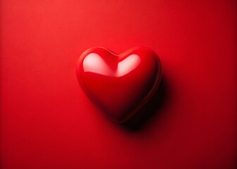 Minimalist Photography of a Red Heart on a Red Background, Capturing the Essence of Love and Passion in a Simple Yet Striking Composition for Romantic Themes