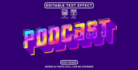 Obraz premium Editable text effect podcast style