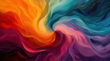 Obraz premium Abstract swirling vibrant rainbow color paint texture background.