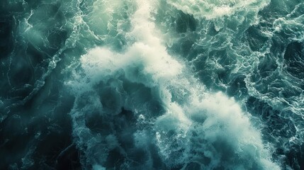 Obraz premium Turbulent ocean waves creating a dynamic, textured surface.