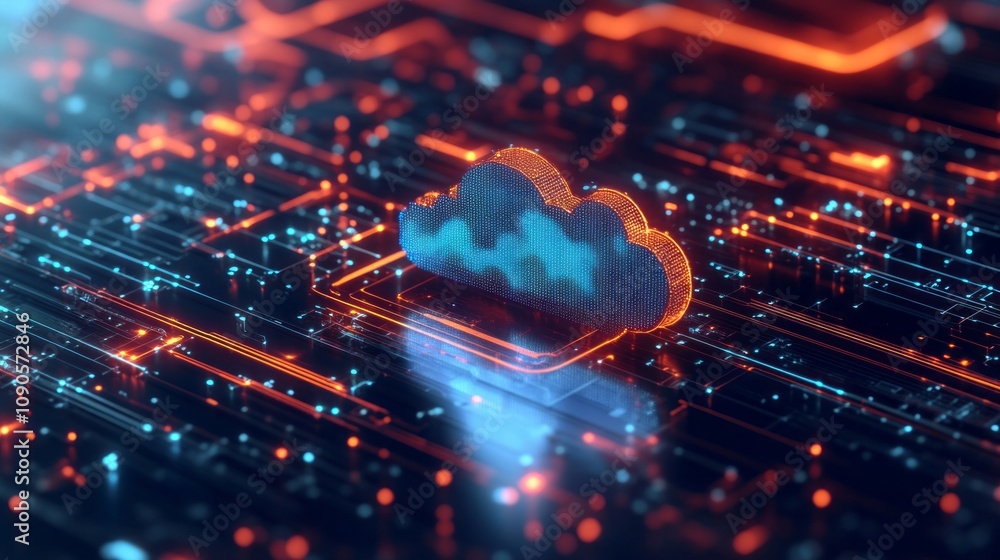 Poster A computer chip with a cloud on it