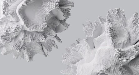 3d render of abstract detailed shape. Dynamic futuristic background.