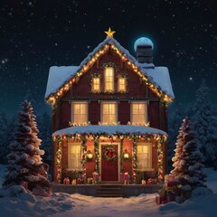 Christmas house in the forest